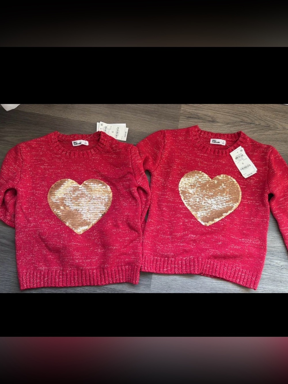 Epic Threads Red Sweater with Gold Sequin Heart Motif